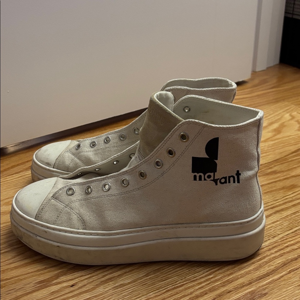 Isabel Marant Cream High-Top Sneakers